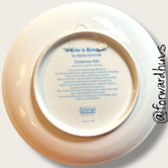 1981 Schmid “A Time to Remember” Christmas Plate – Berta Hummel – No Box - Picture 4 of 6